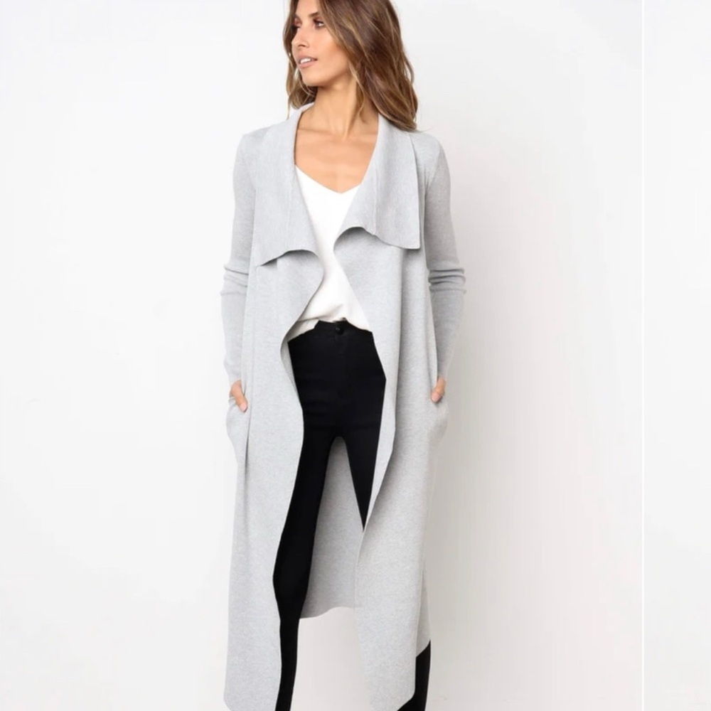 Petal & Pup Audrina Longline Cardigan Gray Tie Waist Duster Sweater Size 4